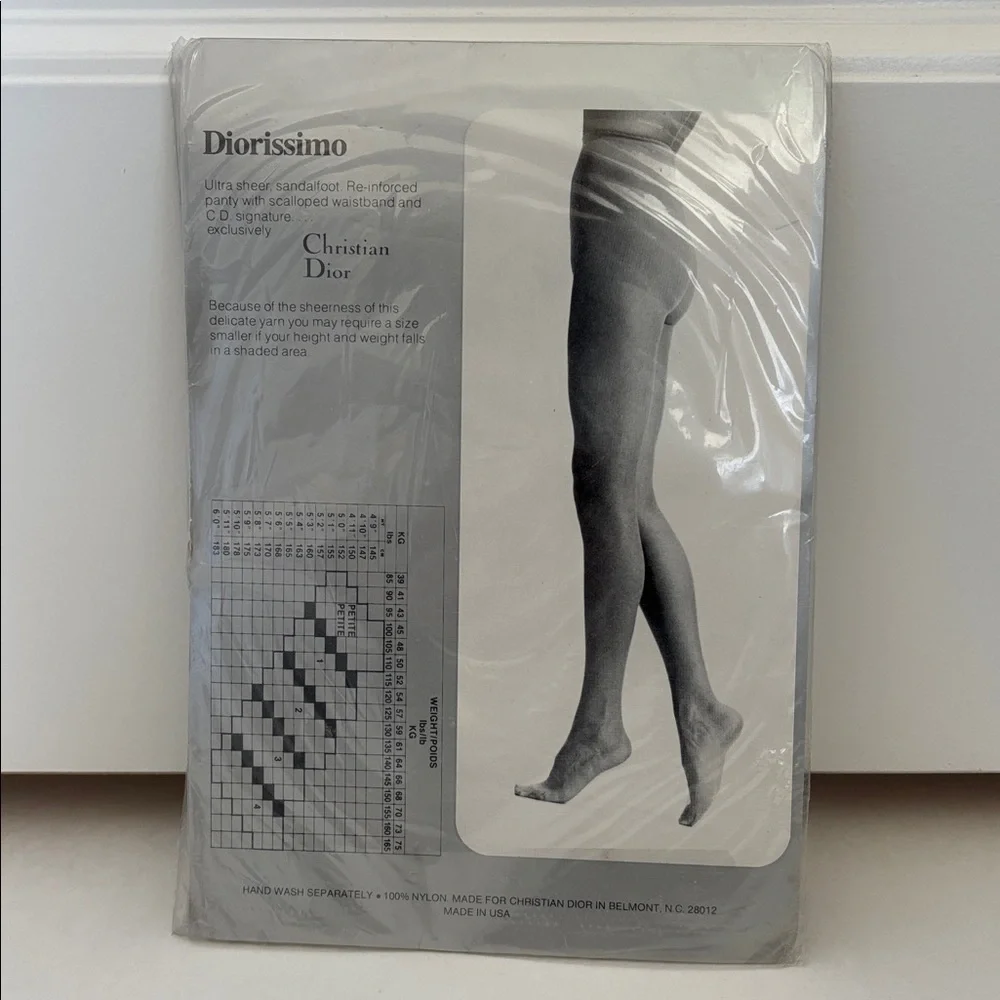 Vintage Christian Dior Pantyhose Graphite Gray 4443 Ultrasheer Sandle Toe Size 2